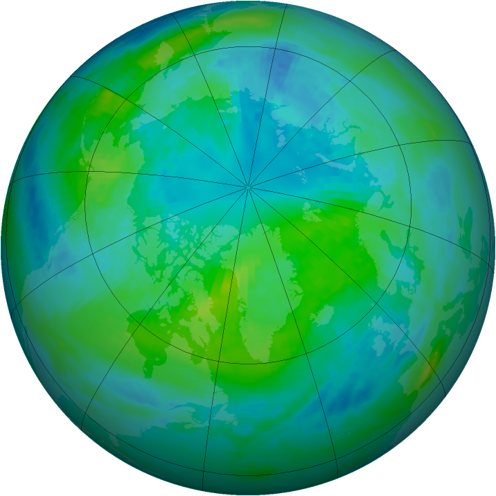 Arctic ozone map for 08 October 1990
